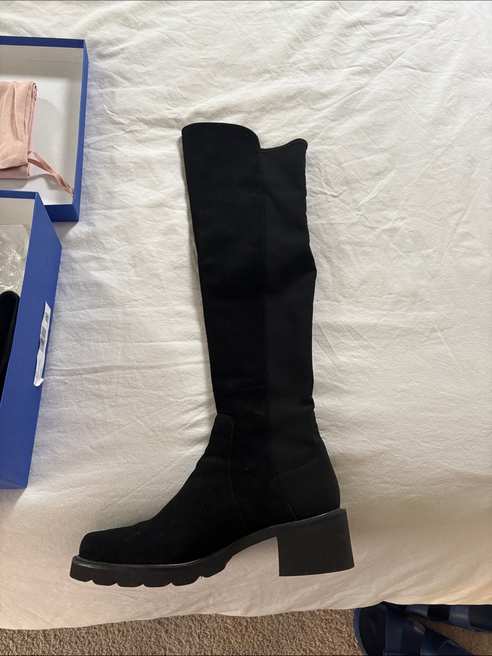 Stuart Weitzman Black Over-the-Knee Block Heel Boots